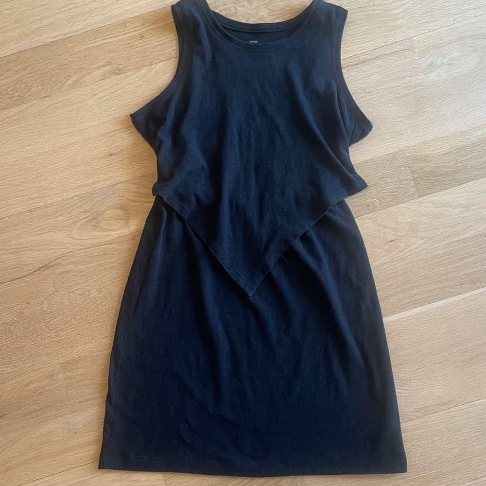 Aerie Black Sleeveless Dress with front v flap